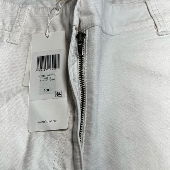 Eileen Fisher White High Rise Cropped Pants Tapered Hemp Cotton New Size 10P - Picture 10 of 14